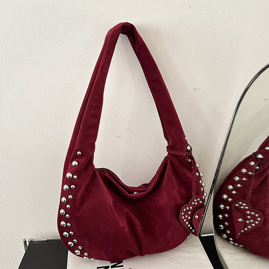 Bolsos diarios lisos con remaches y parches (5 colores)