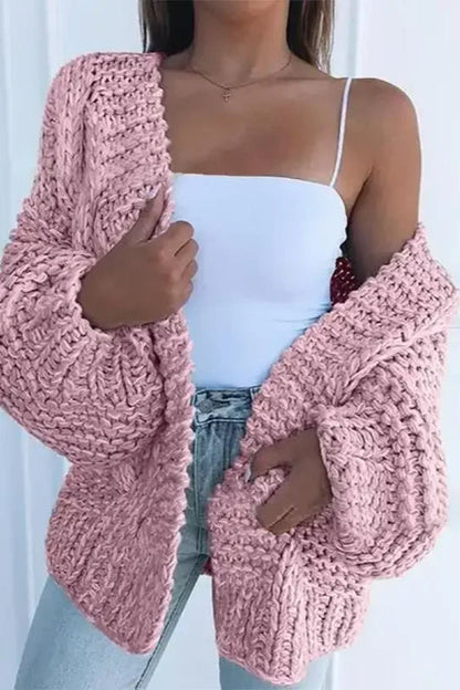 Plush Batwing Sleeve Knit Cardigan