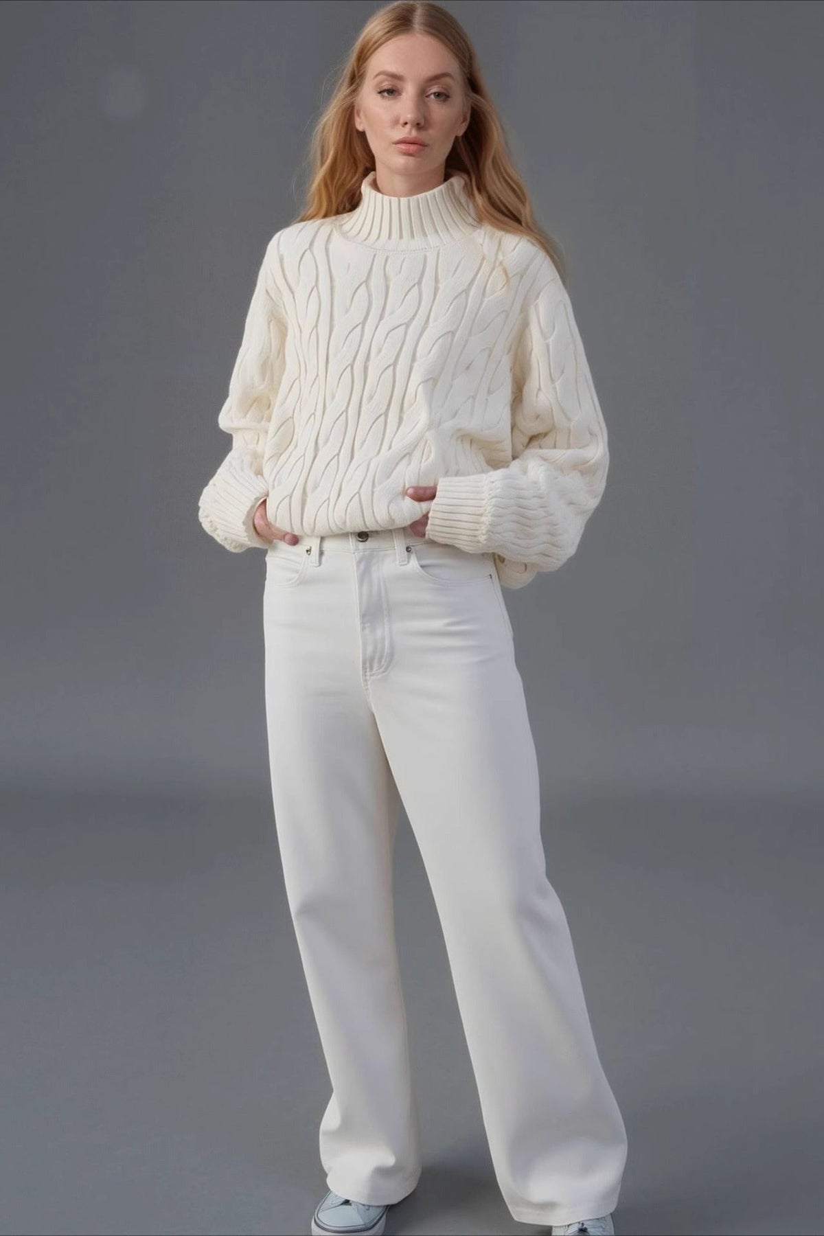 Cozy Half Neck Cable Sweater