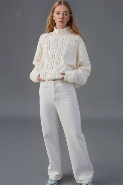 Cozy Half Neck Cable Sweater