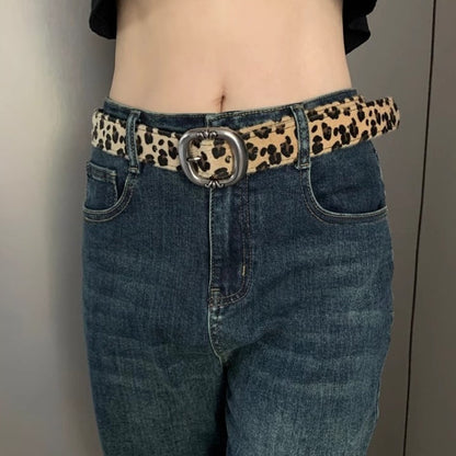 Leopard Print Haircalf Leather Waist Belt