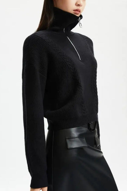 Short Cable Knit Pullover Sweater