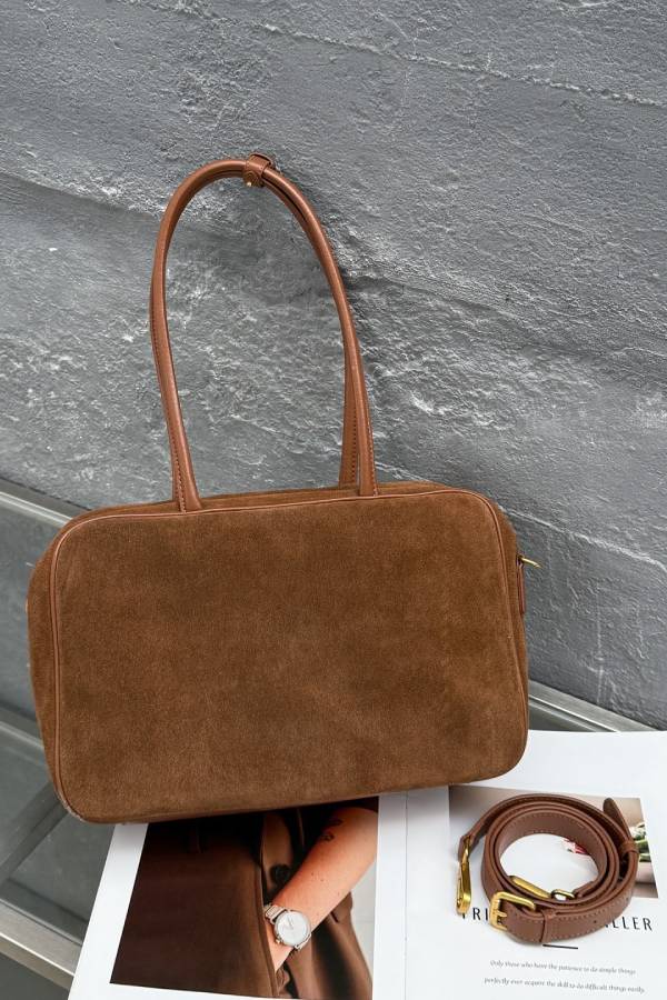 Retro multi-colored suede handbag