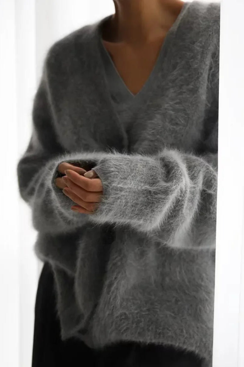 Oversized V-Neck Knit Cardigan
