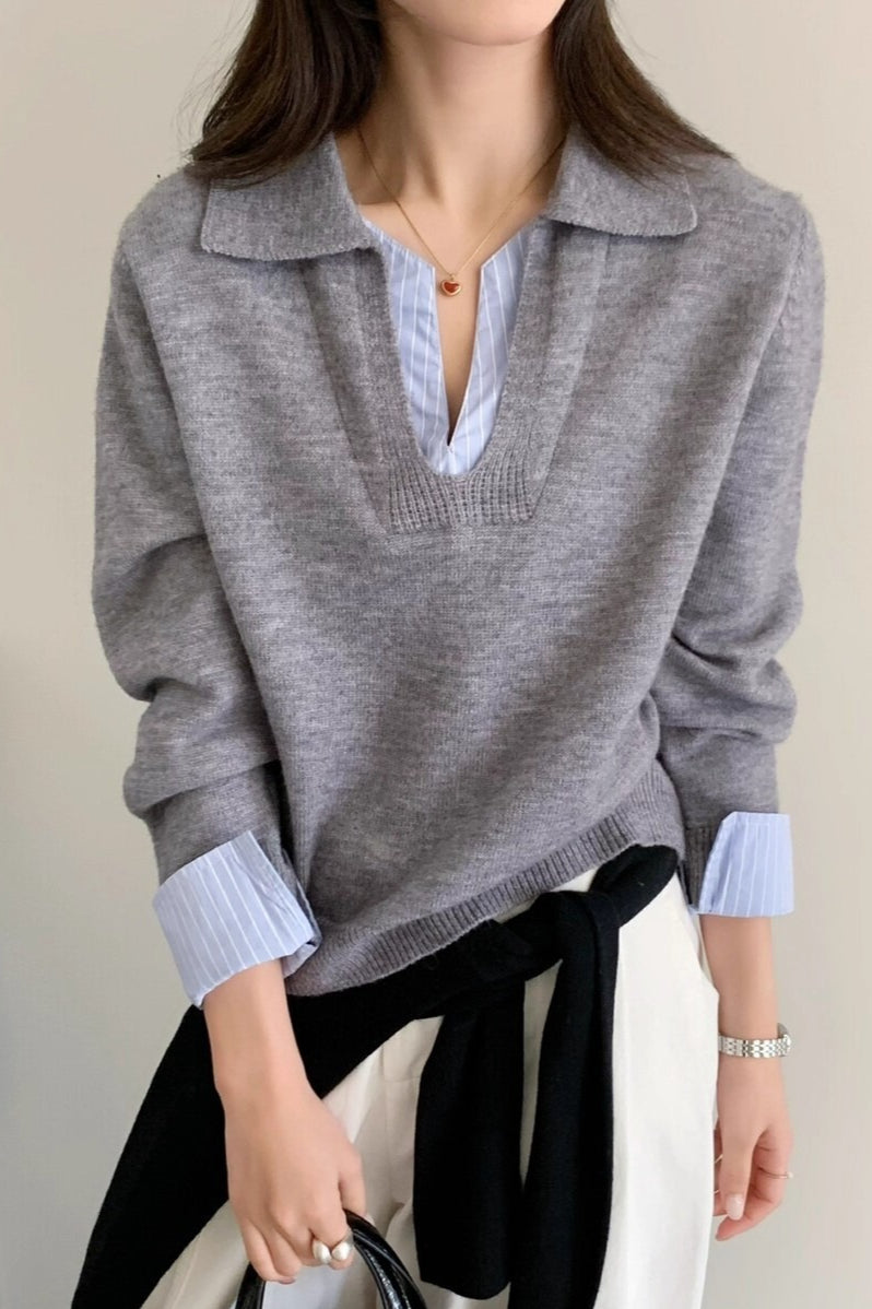 Two-in-One Wool Blend Knit Top
