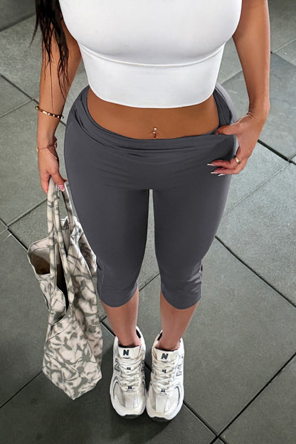Gray Slim Fit Capri Yoga Leggings