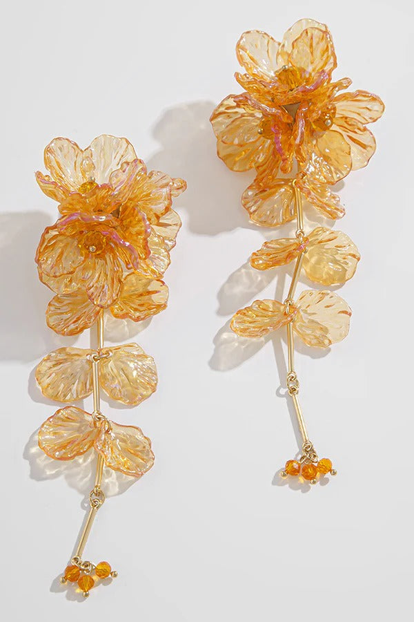Fashionable Tassel Floral Mermaid Pearlescent Earrings