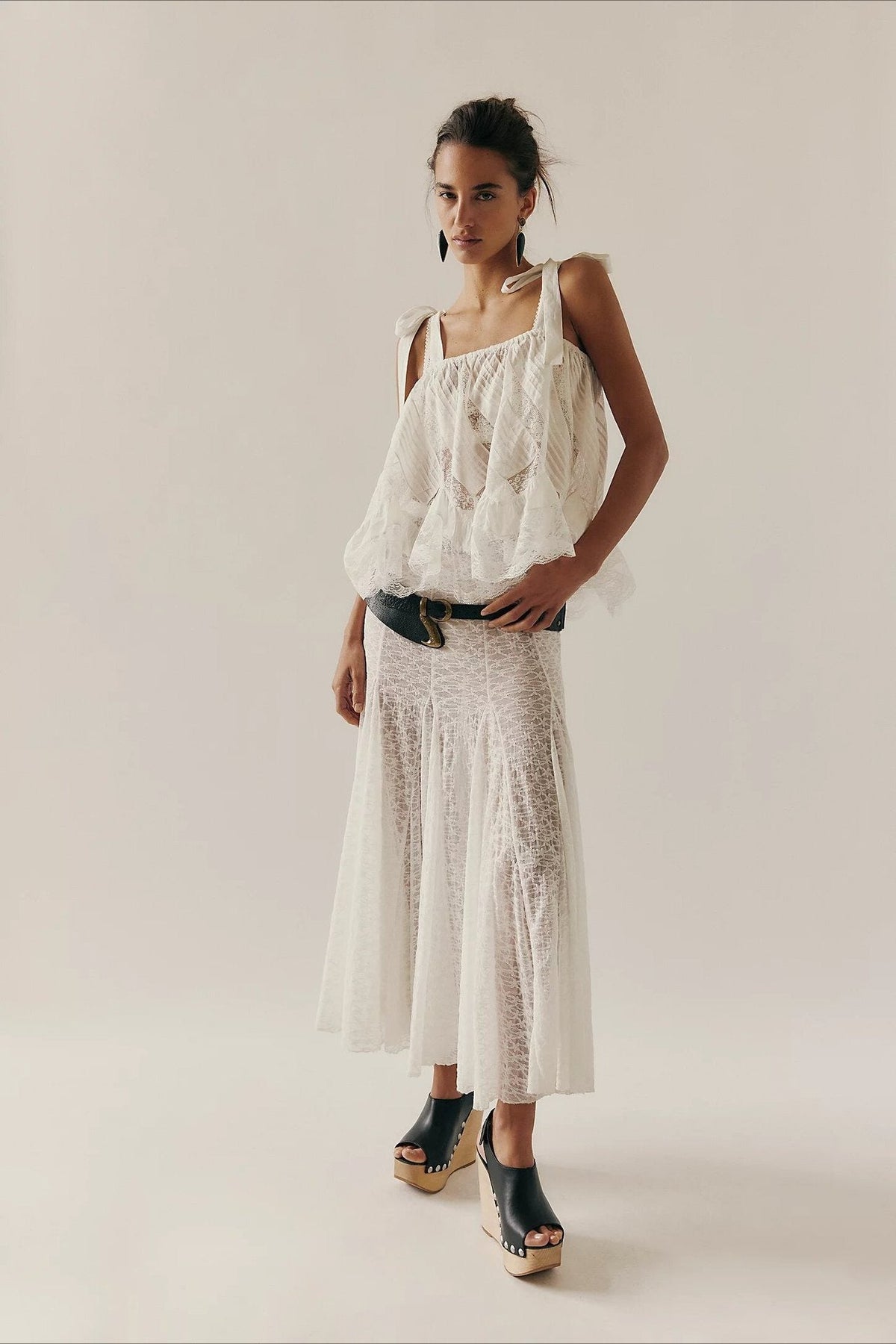 Mesh Tie Strap Sleeveless Loose Fit Tank Top