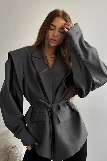 Long Sleeve Lace-up Office Blazer