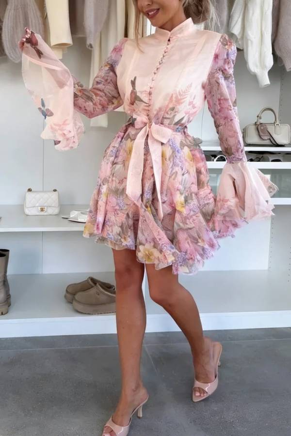 DALEYZA PEACH VISCOSE DRESS