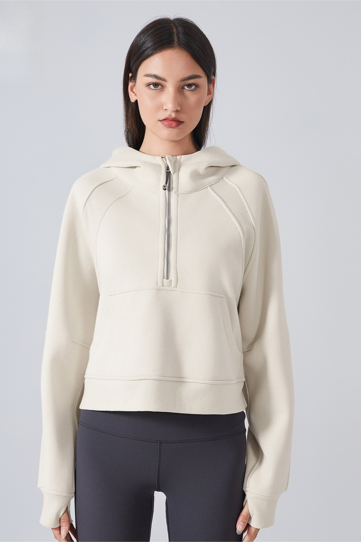 Fleece Lined Half Zip Loose Athletic Yoga Hoodie