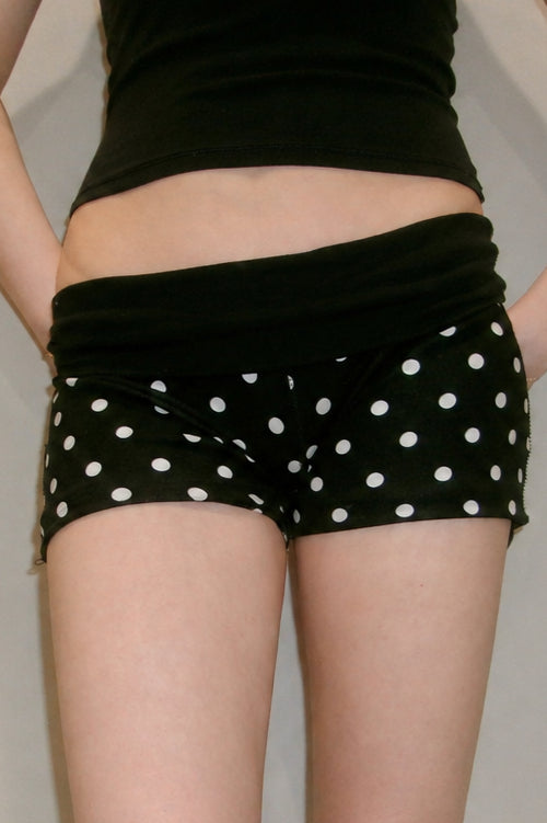 Polka Dot Patchwork Slim Fit Casual Shorts