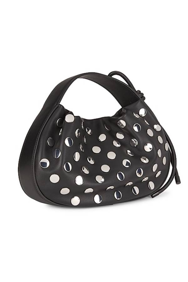 Mini Origami Studded Leather Top Handle Bag