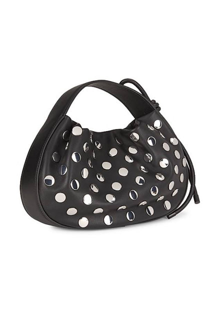 Mini Origami Studded Leather Top Handle Bag