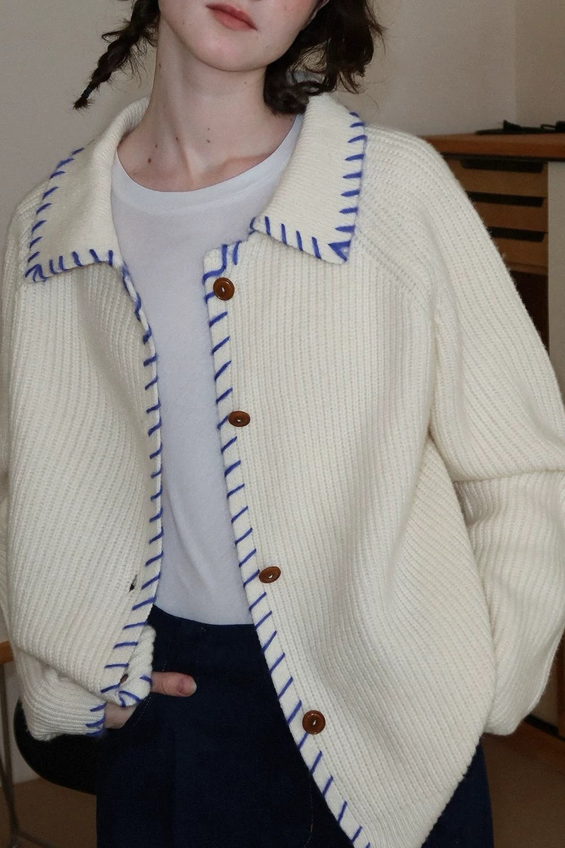 Iceland Blue Heavyweight Wool Cardigan
