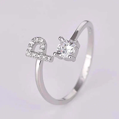 Shining Rhinestone New Fashion Initial Alphabet Opening Charm Jewelry Ring