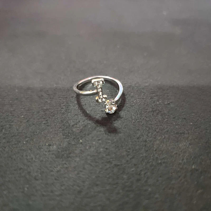 Shining Rhinestone New Fashion Initial Alphabet Opening Charm Jewelry Ring