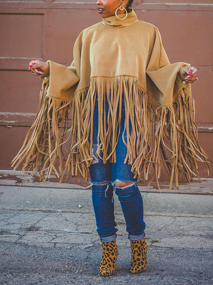Solid Fringed Suede Top