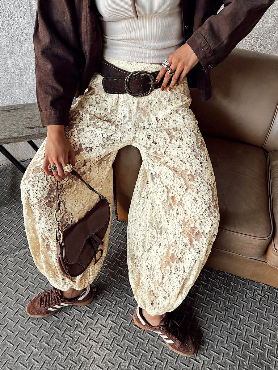Vintage Lace Casual Pants