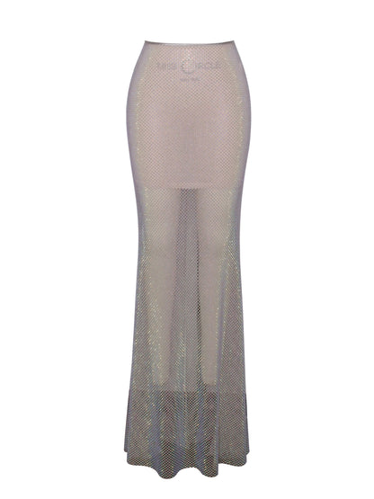 Gloria Mesh Stylish Rhinestone Maxi Skirt
