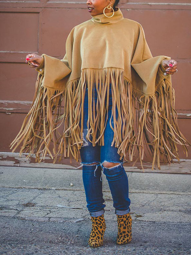 Solid Fringed Suede Top