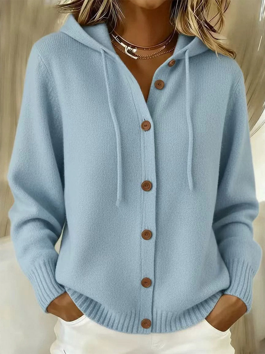 Cotton Hooded Knit Cardigan