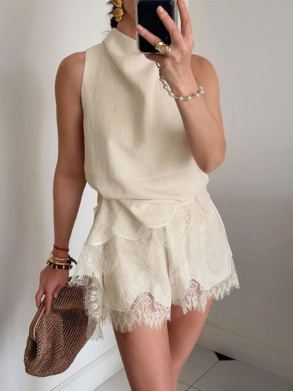 Cream Lace Two-Piece Set