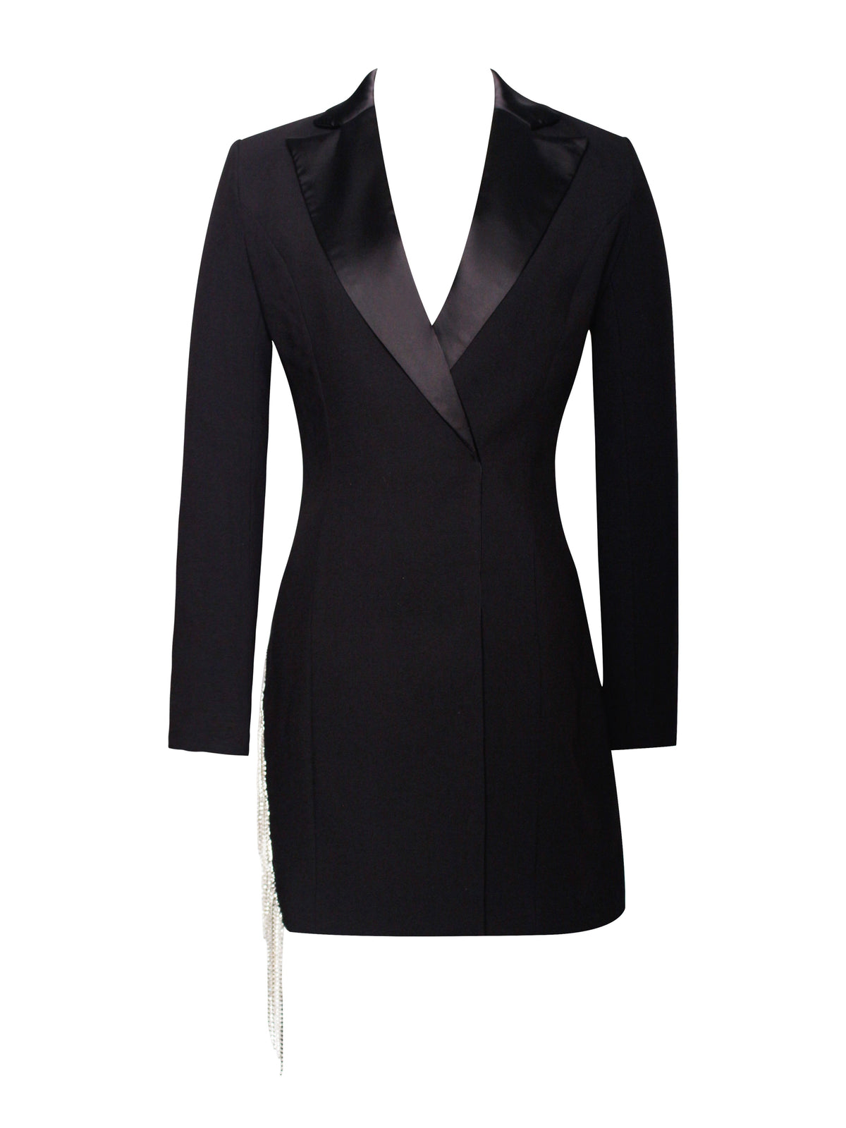 Freya Black Crystal Charming Fringe Blazer Dress