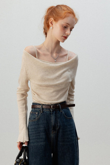 Layered Cowl Neck Knit Top