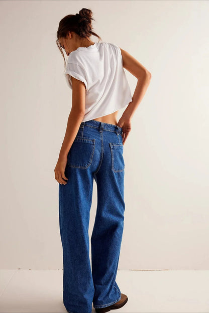 Vintage Washed Wide Leg Jeans