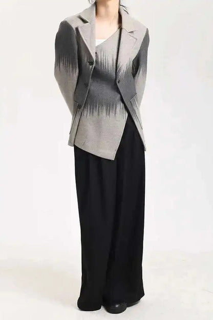 Irregular Button Woolen Blazer