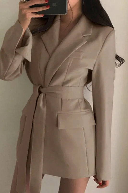 Belted Loose Fit Straight Blazer