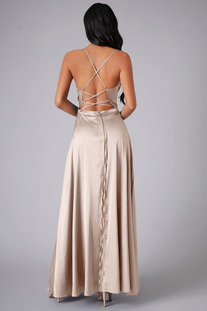 Elegant Spaghetti Strap Ruched Formal Dress
