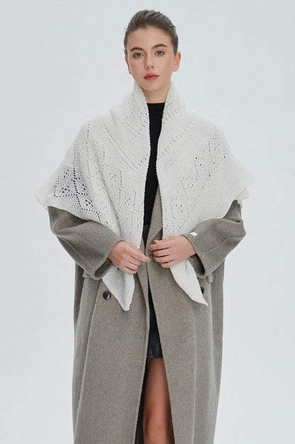 Solid Color Lace Knit Square Scarf