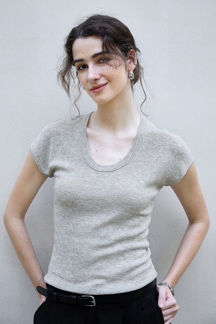 Textured Lyocell Linen Knit Top