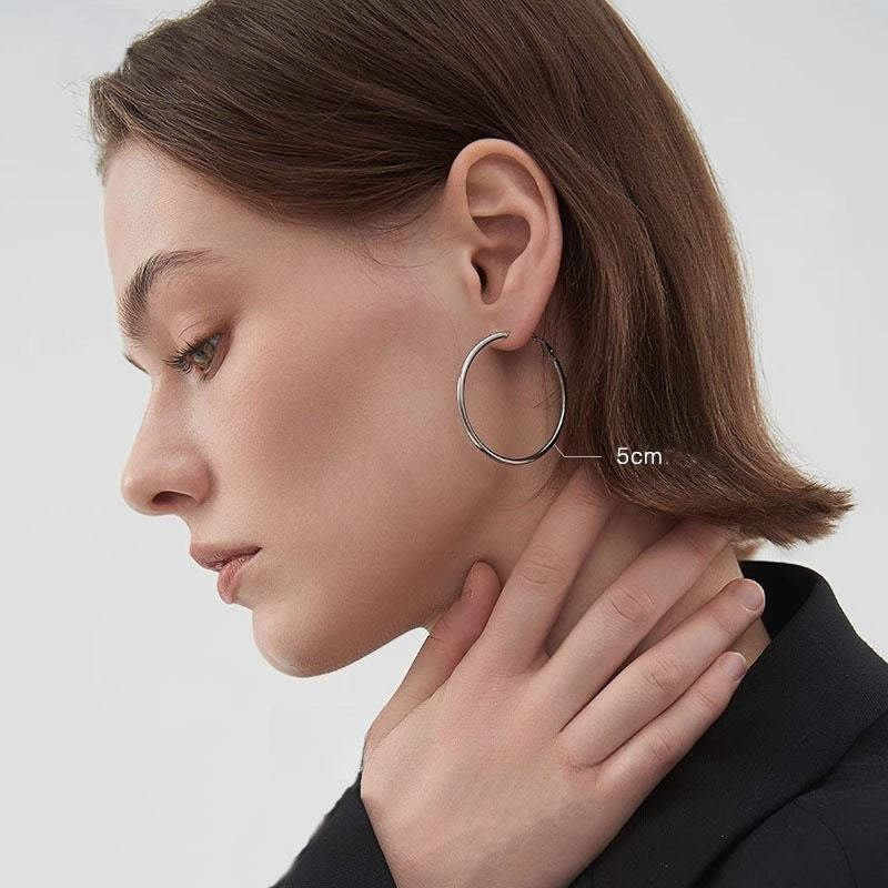 Oversized Titanium Steel Hoop Earrings