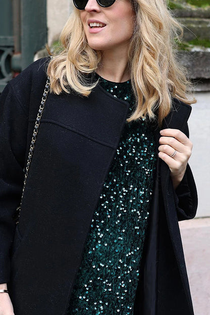 Skobeloff Velvet Sequin Short Sleeve Mini Dress