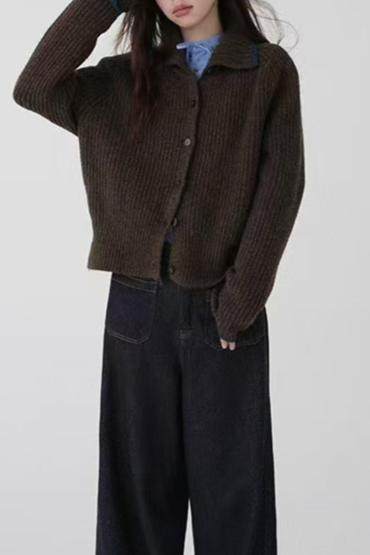 High Neck Shawl Collar Relaxed Sweater