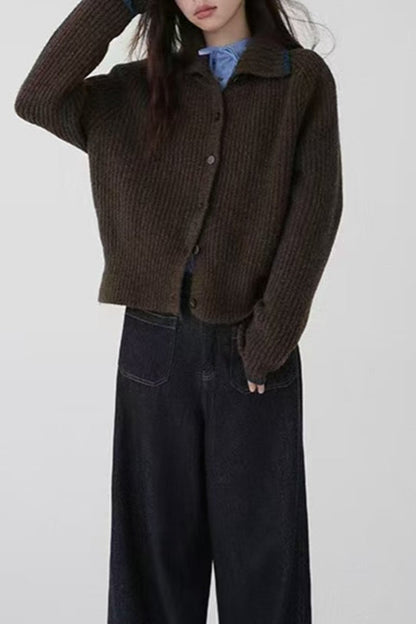 High Neck Shawl Collar Relaxed Sweater