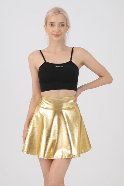 High Waist Solid Color Glossy Performance Skirt
