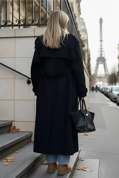Double-Breasted Belted Oversized Overcoat