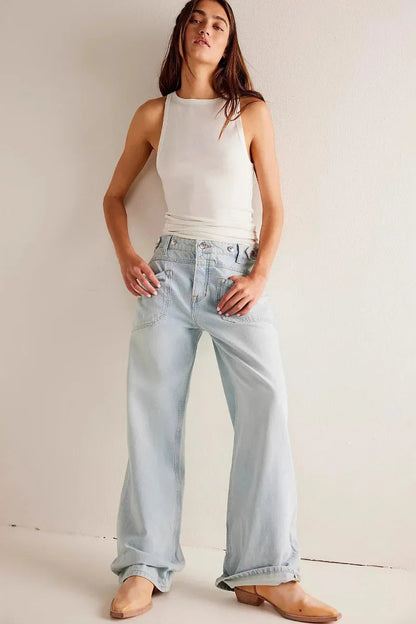 Vintage Washed Wide Leg Jeans