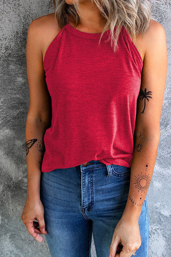 Solid Crewneck Summer Cami Top