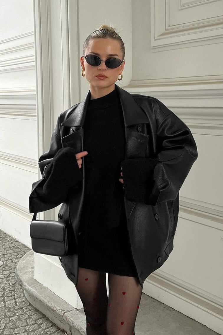 Vintage Relaxed Leather Coat