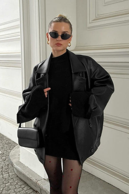 Vintage Relaxed Leather Coat