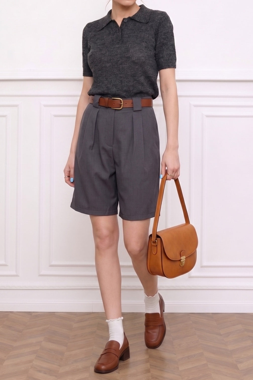 High Waist Minimalist Casual Tailored Shorts