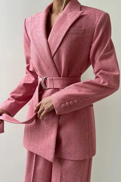 Layered Corset Style Three Piece Blazer Pants Set