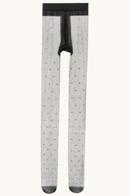 Snag Resist Sheer Black Polka Dot Tights