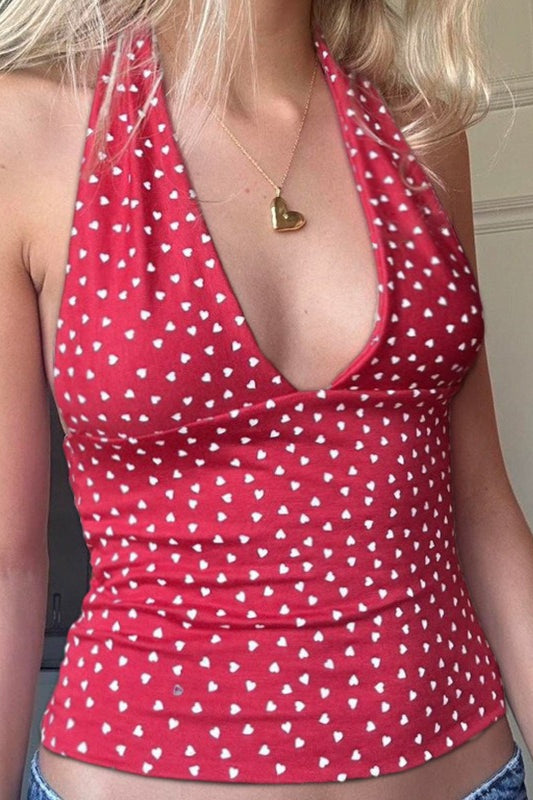 Deep V Halter Tie Backless Halter Top