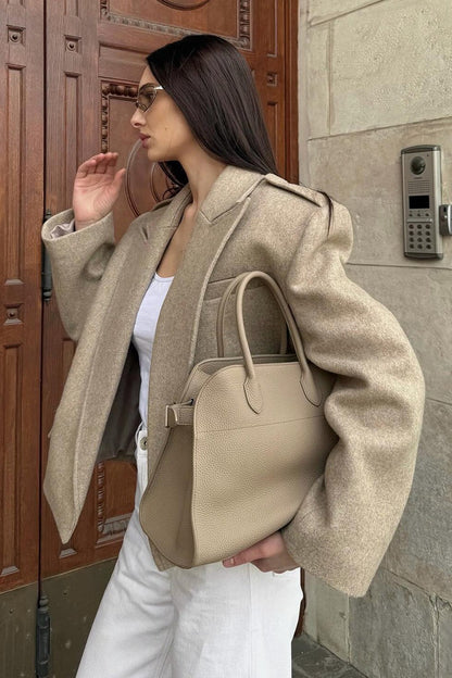 Structured Wool Notch Lapel Coat